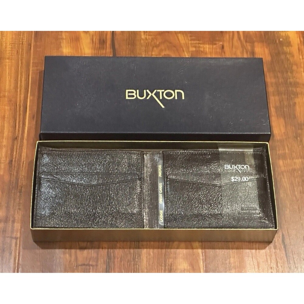 VTG Buxton Ambassador Full Grain Cowhide Leather Brown Bi-Fold Mens Wallet - NOS